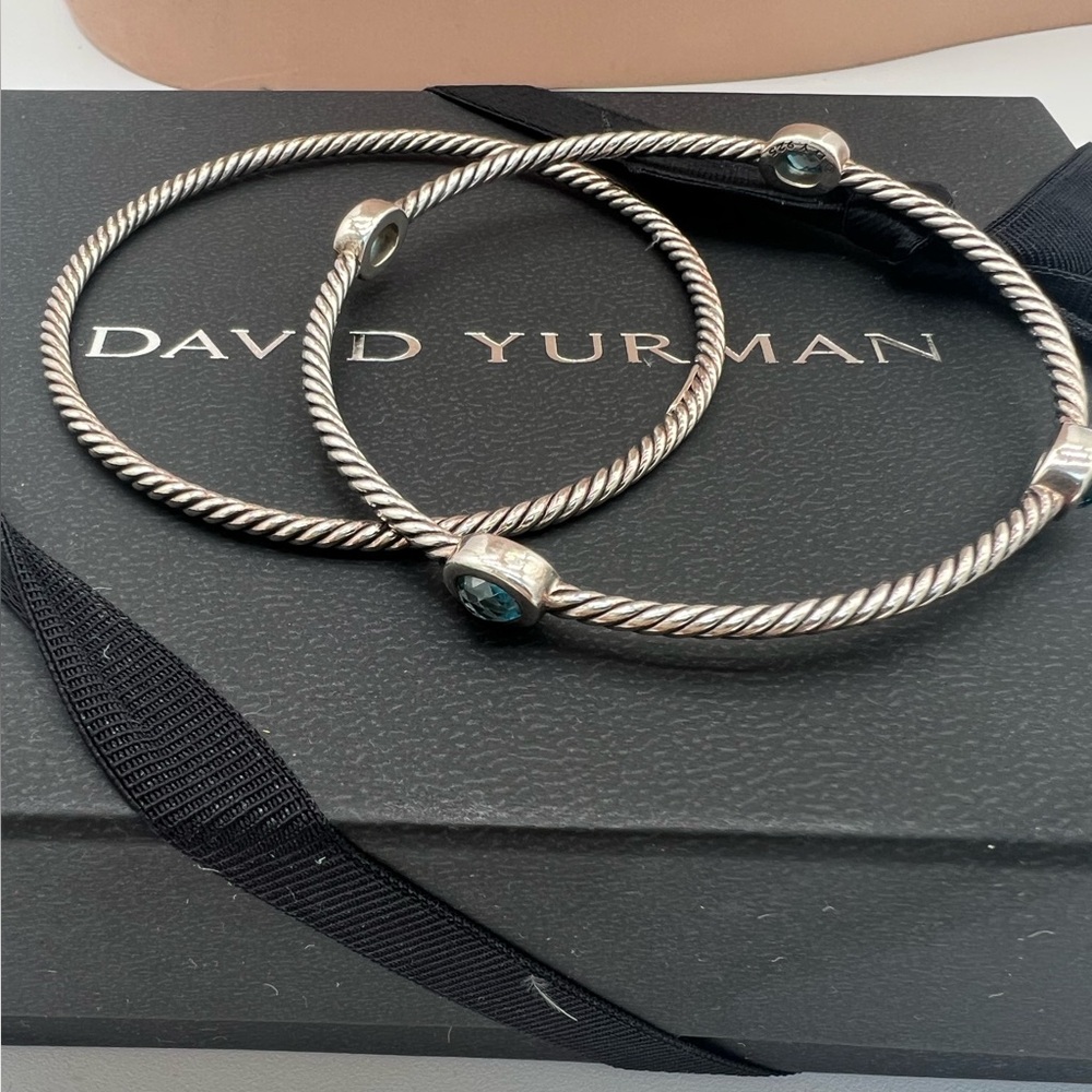 🔴Authentic DAVID YURMAN confetti 2 Silver Cable Bracelets🔴 - Picture 2 of 8